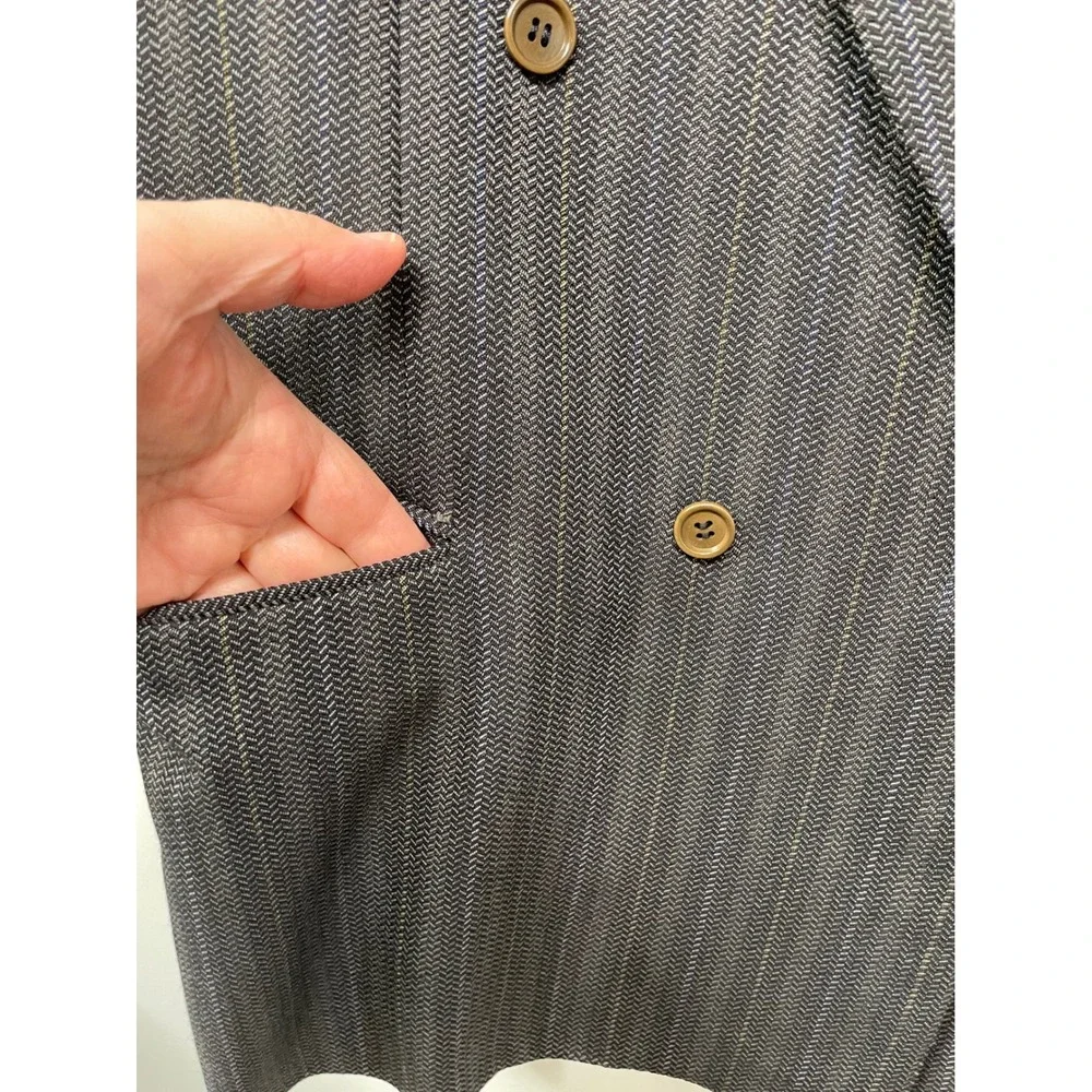 Vtg Lanvin Boutique Italy Wool Double Breasted‎ Blazer Suit Gray Mens Size 50